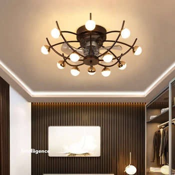 Ustvarjalne stropni ventilator lučka jedilnico, spalnica, dnevna soba z bluetooth audio (zvok bluetooth Daljinsko Krmiljenje ventilatorja lučka