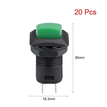 UXCELL 20pcs 12 mm Zaporno Tipa 2 Priključki Mini Pritisni Gumb Preklopi Zeleni Gumb Stikala Pribor Električna Oprema SPST ŠT.