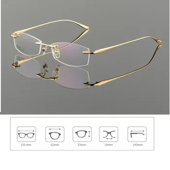 Vazrobe Zlata Očala Okvir Moških Očala Rimless očala človek Recept za ultra lahka modni očala clear leče
