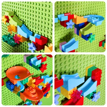 Velika Velikost Steno Stran Gradnik DIY Združljiv Duploed Gradnje Blok Marmorja Dirka Teči Baseplate Igrače Za Otroke Darilo