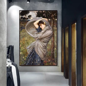 Vintage Platno Slikarstvo Plakat Boreas Portret Williama Waterhouse Platno Umetniške grafike Wall Art za Dnevna Soba Dekor
