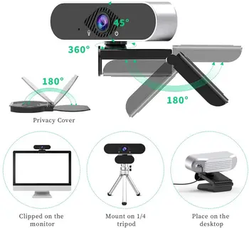 Webcam full HD 1080p za tok spletna kamera z mikrofonom, Vrtljiv 360 mini usb kamero za Laptop pc gamer Omrežje izobraževanje