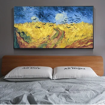 Wheatfield Z Vrane Platno Umetniške Slike Van Goghovih Reprodukcij Znanih Umetniških Fotografij Na Steni Cuadros Slike Doma Dekoracijo