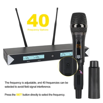 XTUGA 4-Kanalni Brezžični Mikrofonski Sistem,UHF Brezžični 4 Ročni Mikrofon,Nastavljiva Frekvenca,Dolgo Vrsto 328ft,za Karaoke,Poroka