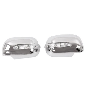 Za Toyota Hilux Vigo 2005-2011 Silver Chrome Rearview Strani Vrat Ogledalo Kritje Skp z LED Vključite Opozorilne Luči Lučka