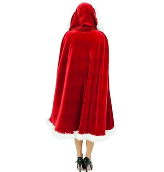 Ženska Dekle Krzno Božič Santa Claus Cape Božič Odraslih Kostum Rdeče Poročne Ženske Pustna Pozimi Toplo Hooded Žametni Plašč