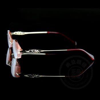 Ženske Modne Obravnavi Očala Nosorogovo Bralci Očala Računalnik Za Delo Rimless Okvir Zlato Presbyopic Optična Očala 004