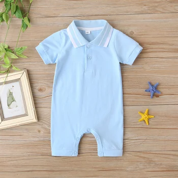 0-9M Novorojenčka Otroci Baby Fantje, igralne obleke Trdna Kratek Rokav znižuj Ovratnik Jumpsuits 4 Barve Obleke