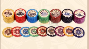 10PCS/VELIKO Premium Keramični Žetoni 10 Gram Amerike Zgodovina Vzorec Visoke Kakovosti Texas Hold ' em Poker igre na Srečo Casino Chip Debelo