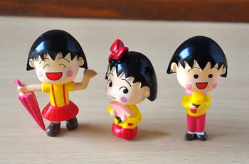 12pcs/5 cm veliko Chibi Maruko Chan figuric Sakura Momoko Lutke PVC Slika Garaža Komplet Igrač Brinquedos Anime