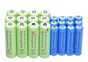 12pcs modra/zelena/vijolična AA 3000mAh + 12pcs rumena/modra/zelena AAA 1800mAh Baterija za ponovno Polnjenje NiMH RC MP3 Ura različne barve