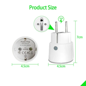 16A Mini EU Smart Plug Wifi Socket z Nadzorom Napajanja Monitorja Vtičnice Vtičnice Čas Funkcije delo z Alexa googlova Domača stran Tuya
