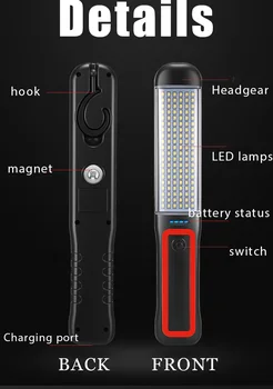 1PC Prenosni Super Svetla Varnost LED Sili delovna svetilka COB 80 LED Magnetni Pregleda vozila Popravilo Ročno Delo Lučka Hangable