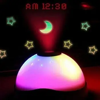 1pcs Barve-Spremenite Digitalni LED Projekcija Budilka Zvezda, Luna Noč Svetlobe