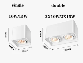 1pcs Kvadratnih COB LED zatemniti Svetilke 10W 15W 20W 30W Površine Vgrajena LED Stropne Svetilke Spot Luči LED Svetilke AC85V-265V