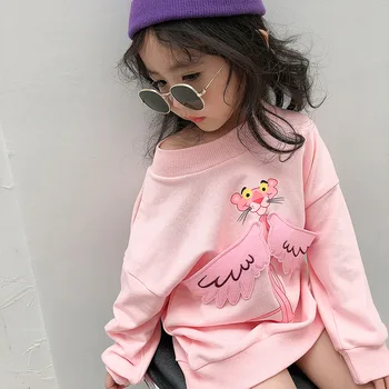 2019 Jeseni Nov Prihod v korejskem slogu bombaž roza leopard vzorec dolgo slog priložnostne modni pulover s kapuco za cute sweet baby dekleta