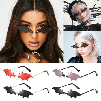 2020 Mačka Oči, sončna Očala Ženske Luksuzni Rimless Punk sončna Očala Bat Obliko Ulične Očala Moških UV400