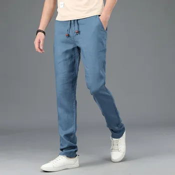2020 Moških Poletje Moda Japonskem Slogu Barva Minimalism Priložnostne Hlace Moški Čisto Perilo Visoke Kakovosti Velike Velikosti Hlače Za Prosti Čas