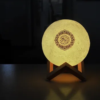 2020 Novo 3D Tiskanja Korana Luna Lučka za Brezžični Bluetooth Korana Zvočnik LED Nočna Lučka Doma Deor Desk namizne Svetilke Odraslih Darilo
