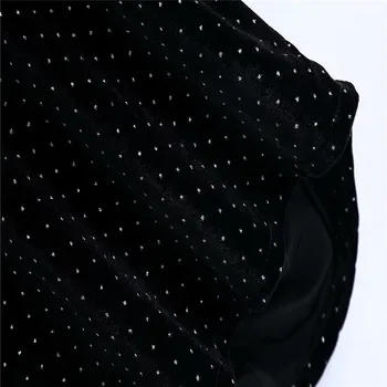 2020 Za Beading Žametno Obleko Ženske Ruffle Dolg Rokav Ramen Blazine Črna Stranke Obleke Ženska Moda Strani Zip Letnik Vestido