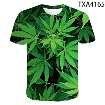 2021 poletje plevela zelenih listov 3D tisk T-shirt moški in ženske, kratki rokavi T-shirt moda vrhovi fantje in dekleta, otroci tee 110/6XL