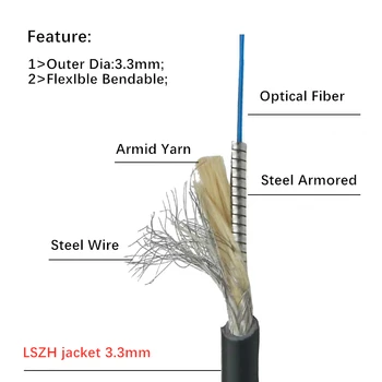 20mtr Oklepnih svjetlovodni Obliž Vodi nepremočljiva LC-LC SC-SC FC-FC 2 jedro Singlemode FTTA oklep skakalec Prostem SM DX OD=3.0-3.3 mm