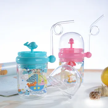 250 ML steklenica za Vodo steklenico Mleka za Dojenčke Pokal Otroci Učijo Hranjenje Slame Sok Pije Malo za Otroka, da Igra Kit Pršila Voda