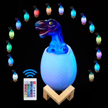 3D 16Colors Dinozaver Jajca Senzor LED Nočna Lučka LED Luminaria Senzor Gibanja Lučka Lučka 4Modes Igrača za ponovno Polnjenje namizne Svetilke