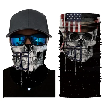 3D Brezhibno Balaclava Čarobno Vratu Masko Prikrivanje motorno kolo Ghost Lobanje Okostje Glavo Ščit Durag Moških Ruta, Šal