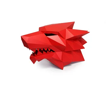 3D Papir Masko Moda Volkodlak Živali Kostum Cosplay DIY Papir Obrti Model Masko Božično noč Čarovnic Prom Stranka Darilo