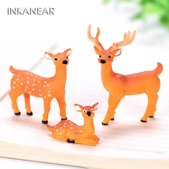 3pcs/set Srčkan Jelena Miniaturne Figurice Živali, Okraski za DIY Pravljice Vrt Majhen Terarija Rastline Dekoracijo