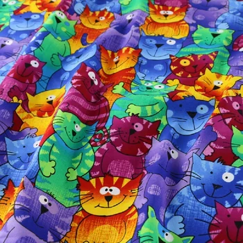 50 cm*110 cm Risanke Mačka Tiskanja Bombažne Tkanine, šivalni otrok vrečko denarnice krpo DIY igrača Mozaik Materiala