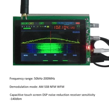50K-200MHz Malahit SDR Radio DSP Malahit SDR HAM Sprejemnik, Sprejemnik 3,5-Palčni zaslon LCD