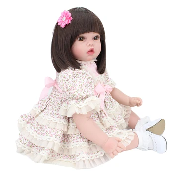 55 cm silikona, prerojena-otroka-lutke liflike dekle, princesa lutke s kratkimi lasmi, ki so prerojeni bonecas otroci igrače bebes
