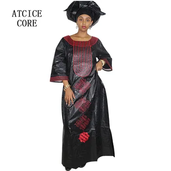 Afriške bazin riche obleke za ženske vezenje design dolgo obleko z šal