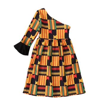 Afriške Jeseni Dekleta Obleko Otroci Dashiki Tradicionalnega Bombaža Dolgo Rokav Obleke Ujemanje Afriki Printes Dekleta Naravnih Obleko