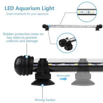 Akvarijske Luči Fish Tank Podvodna Luč Svetilke Vodotesne Podvodne Rastline LED Osvetlitev Akvarija Razsvetljavo 18-112 cm EU Plug