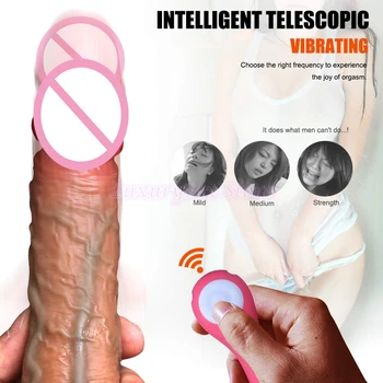 Avtomatsko Ogrevanje Dildo, Vibrator iz Silikona, Dong Realističen Dildo Thrusting G Spot Vibrator Ponaredek Penis Sex Igrače za Ženske, Orgazem