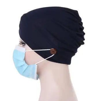 Barva Muslimanskih turban klobuk za ženske čelo križ gumb perilo Notranje Hidžab kape, ovijte glavo, šal hijabs bonnet pripravljena za nošenje