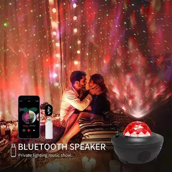 Barvita Galaxy Zvezdnato Nebo Projektor Svetlobe Glasovni Nadzor Predvajalnik Glasbe LED Nočna Lučka Polnjenja s kablom USB Romantično Projekcija Lučka