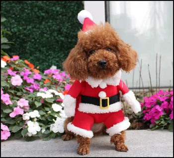 Božič Ljubljenčka Psa Kostume, Smešno Santa Claus Slog Kostum za Pse, Mačke Pozimi Toplo Pes, Mačka Oblačila Pet Pug Yorkshire Oblačila