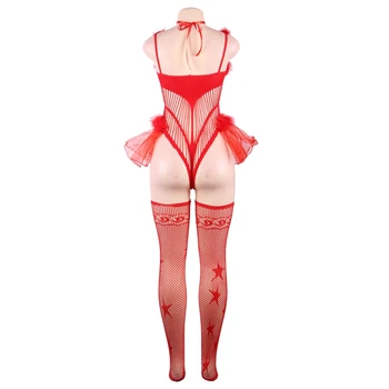 Božična Obleka za Seks Z Nogavicami Rdeče Pregleden Seks, Erotično Obleko Kostume, Glejte Skozi Seksi Perilo Telo Obleko L8517