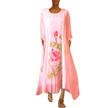BREZPLAČNO NESREČA Natisnjeni Navdušeni Dolžina Jeseni Etnične Retro Slogu Obleko Priložnostne Ženske Svoboden Dame, Dekleta, Obleko 19071