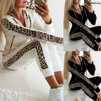 CINESSD 2020 Dame Hoodie Dolg Rokav Leopard Tiskanja Priložnostne Obleko, Prva Izbira za Moda za Dekleta