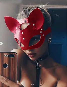 Cosplay Seksi Mačka Masko Ženske Dekle Kostum Stranka PVC Ropstva Maske Odraslih Igrajo Posebnega Mačka Ušesa Nastavljiv Oblikovanje Maske