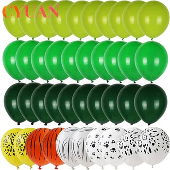 CYUAN 40pcs Zeleno Baloni Set Kovinskih Balone S Kovinsko Konfeti Balon Jungle Safari Živali Rojstni Odlikovanja