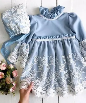Dekle Cvet Princesa Čipke Obleko Otrok Baby Stranko Poroko Pageant Obleke Formalnih Obleke 0-5T Otroška Oblačila