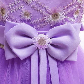 Dekleta Stranka Dolgo Obleko Elegantno Princesa Off Ramenski Vezenje Barva Obleke za Dekleta Cvet Dekleta Krst Poročno Obleko