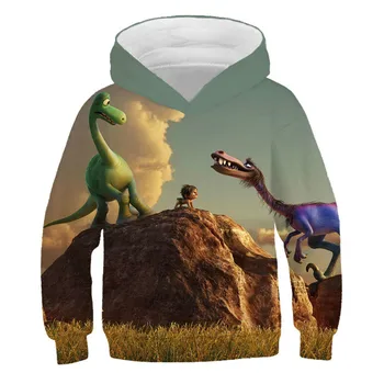 Dinozaver trenirke za fantje in dekleta, otroška moda živali risanka pulover, 3D tiskanih risanka otroški pulover s kapuco Vrh