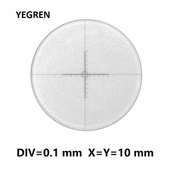 DIV=0,1 mm X=Y=10 mm Premer 24 mm Očesni Kalibracijo Vladar Križ Reticle Lestvice za Merjenje Okular Mikrometer za Mikroskop